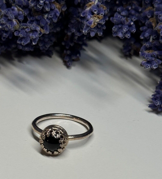 925 Sterling Silver Onyx Ring Size 7.5