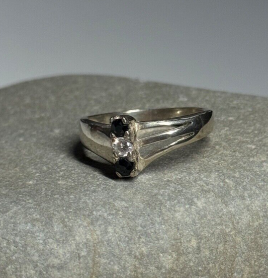 925 Sterling Silver Sapphire & Beryl Ring Size 8