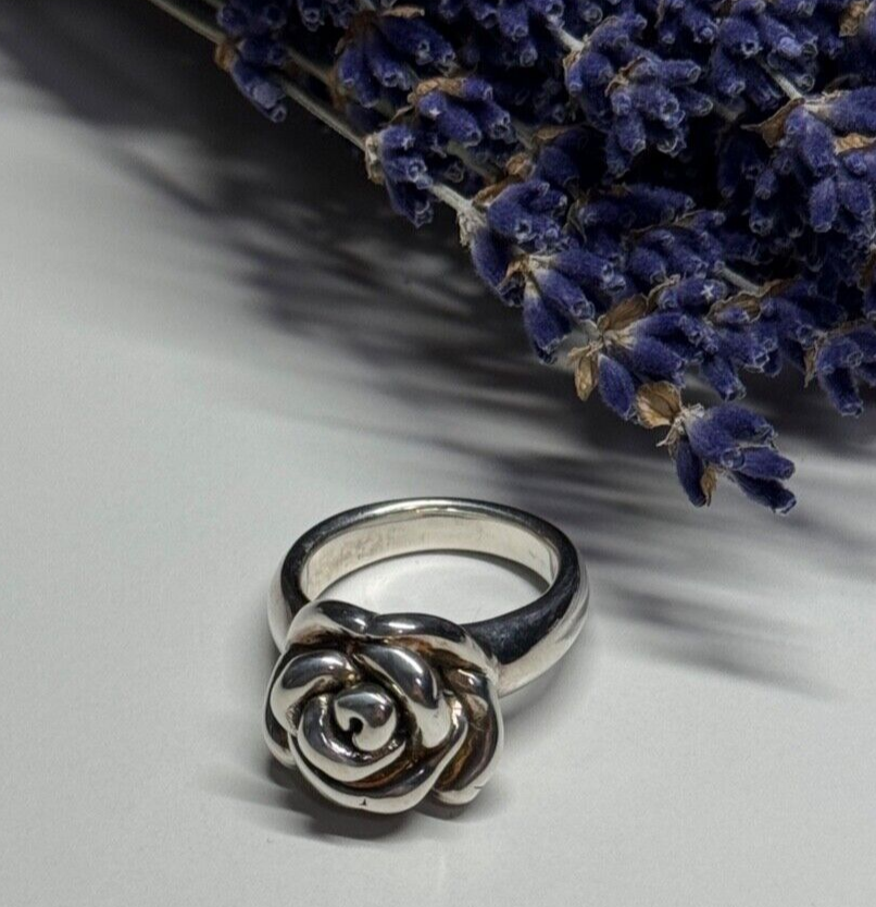 925 Sterling Silver Rose Ring Size 7