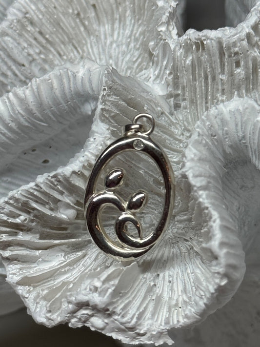 925 Sterling Silver Diamond Pendant Length 1.3 Inch