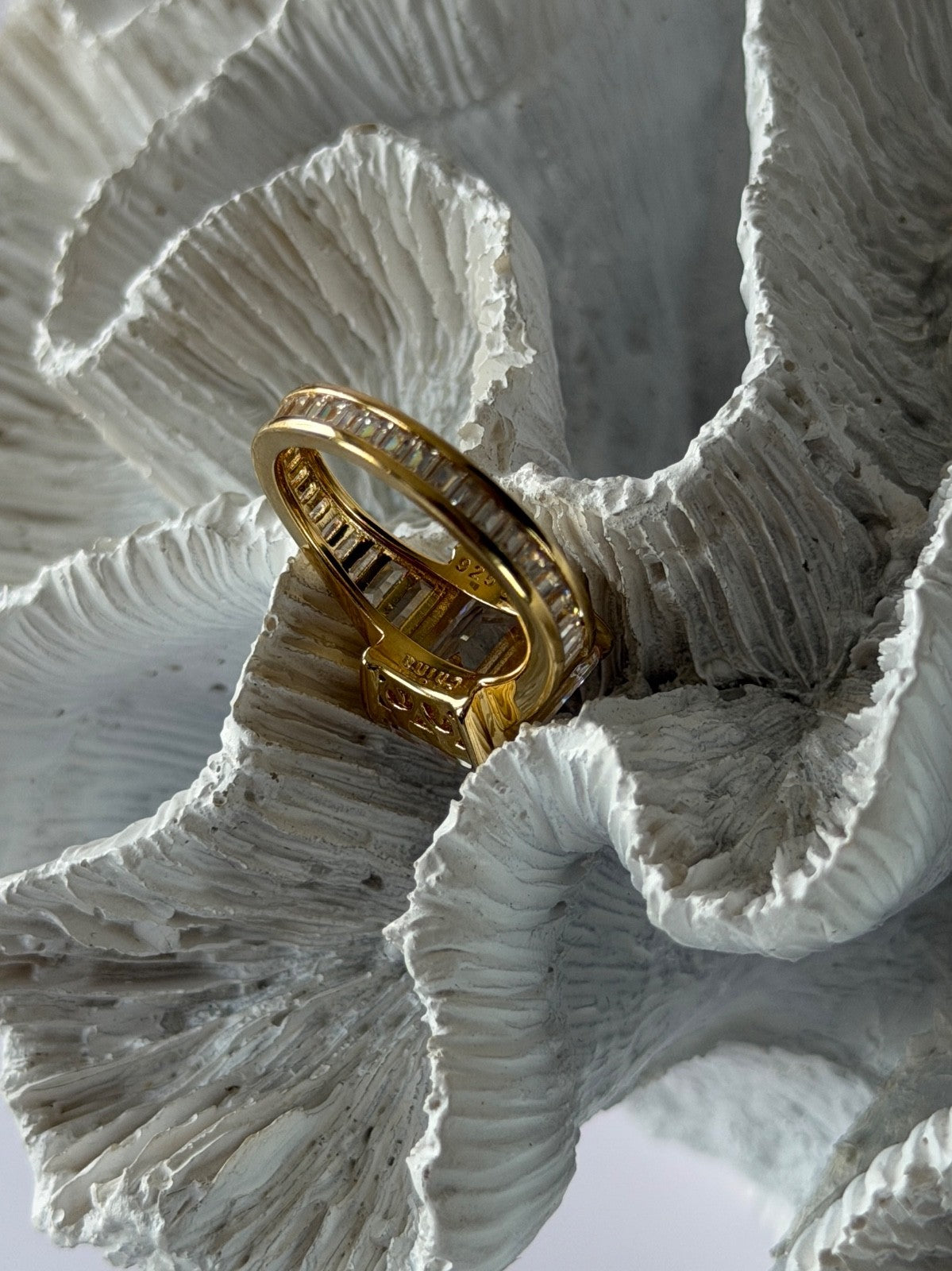 925 Sterling Silver Gold Plated Cz Ring Size 8