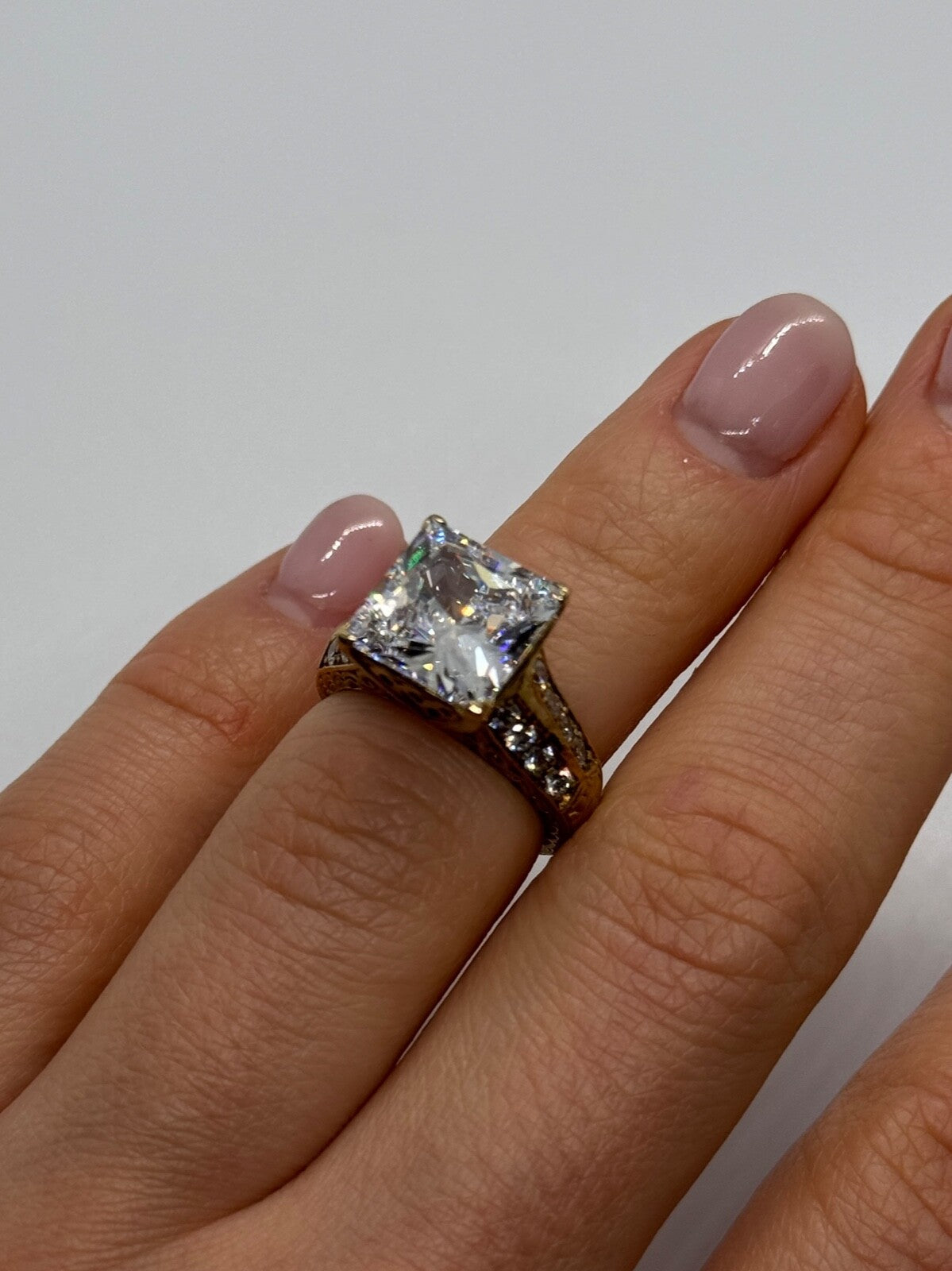 925 Sterling Silver Gold Plated CZ Ring Size 4.5