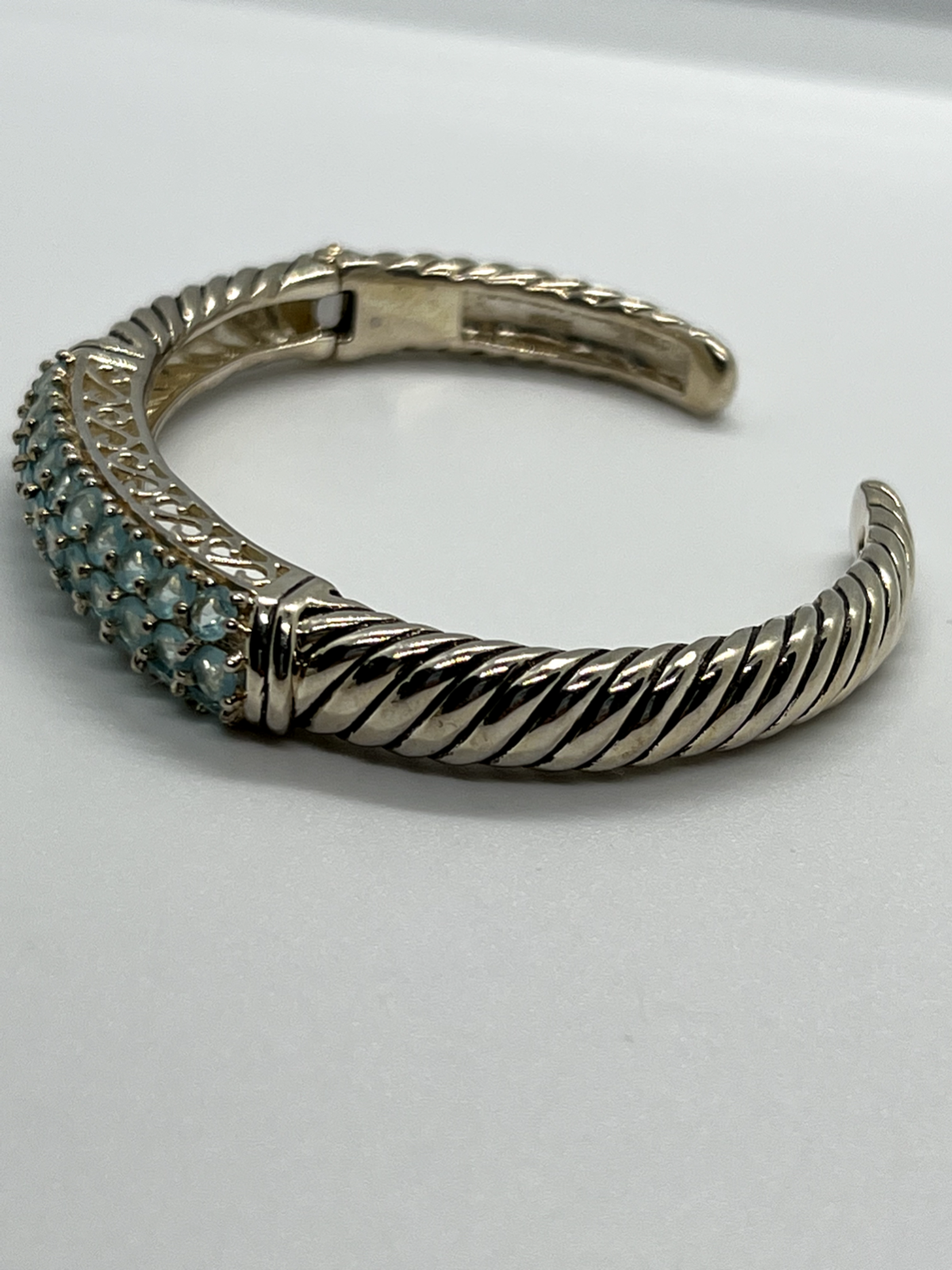 925 Sterling Silver Topaz Hinge Bracelet