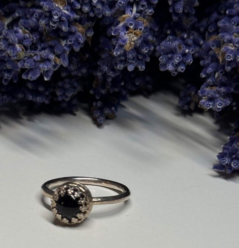 925 Sterling Silver Onyx Ring Size 7.5