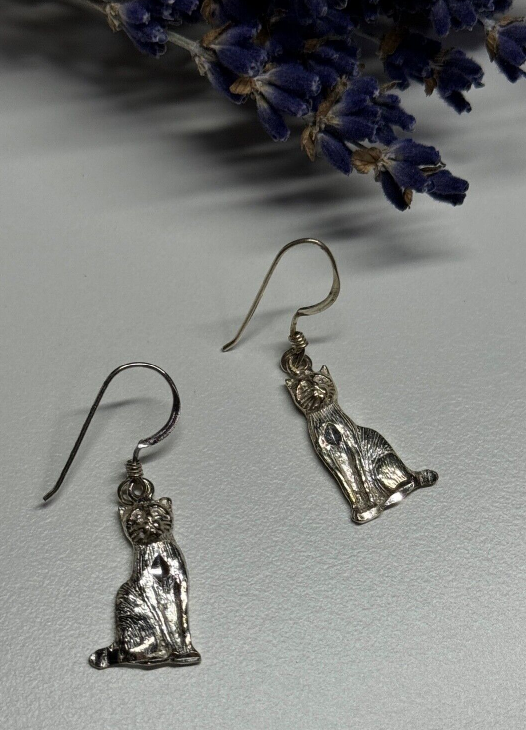 925 Sterling Silver Cats Earrings