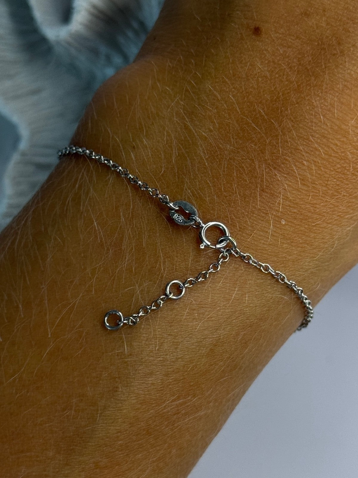 925 Sterling Silver Evil Eye Sapphire & Beryl Bracelet Length 6-7.5
