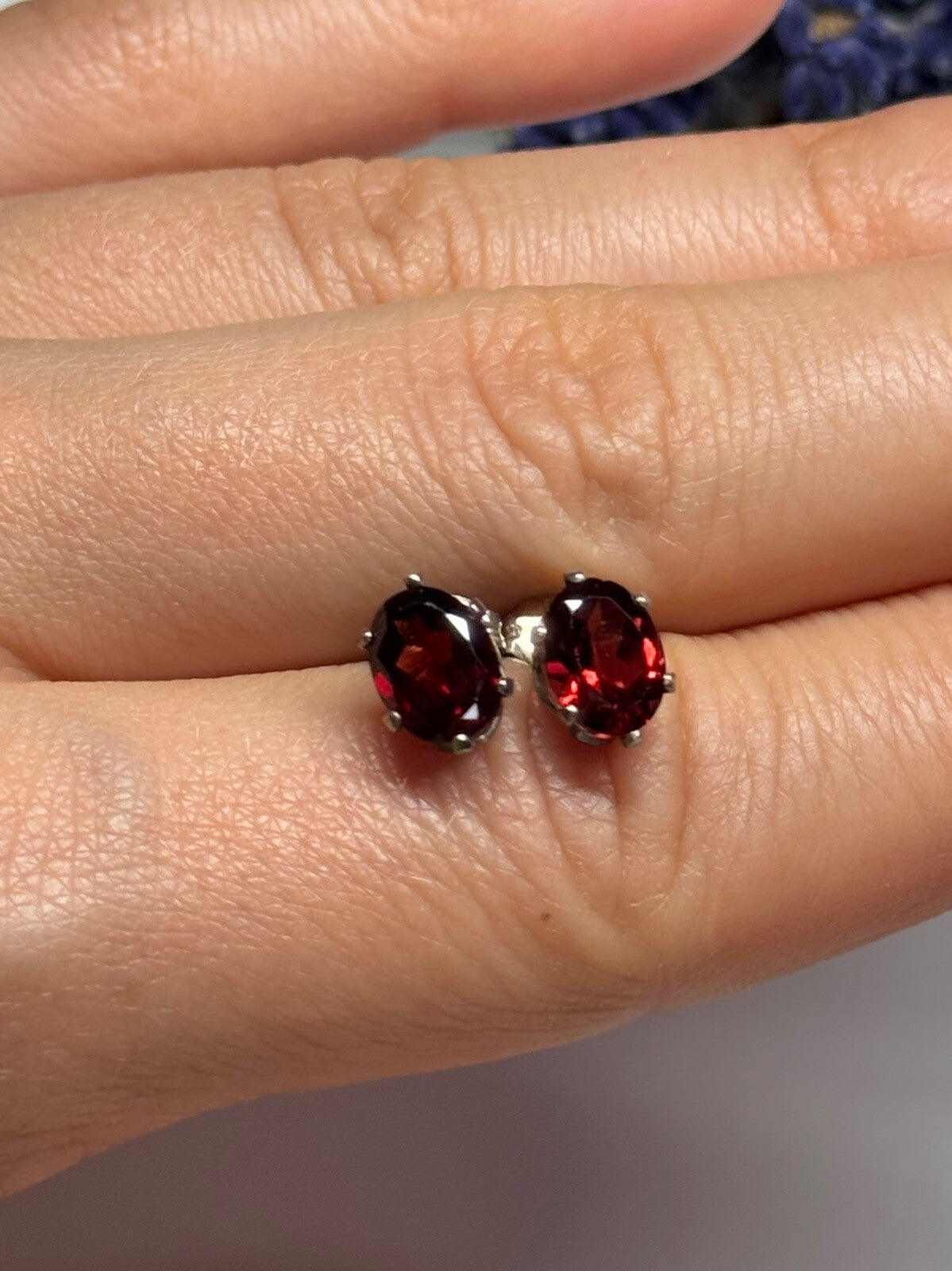 925 Sterling Silver Garnet Earrings