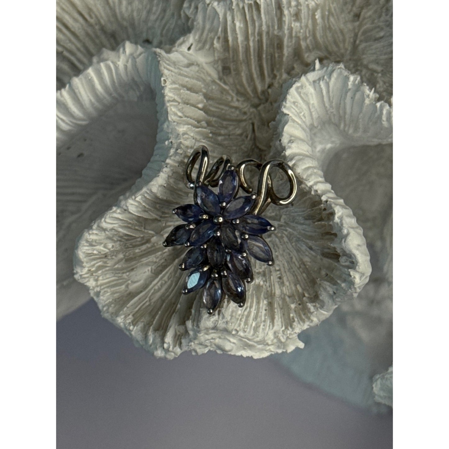 925 STERLING SILVER TANZANITE FLOWER PENDANT LENGTH 0.80 INCH