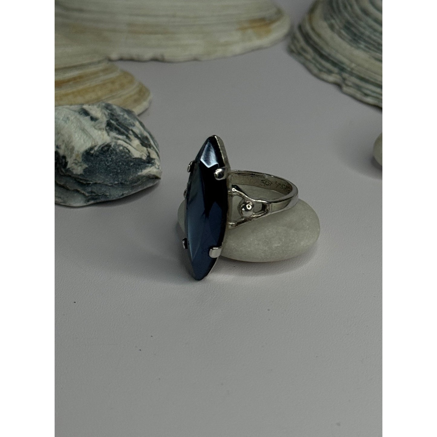 Vintage 925 Sterling Silver Hematite Ring Size 6.5
