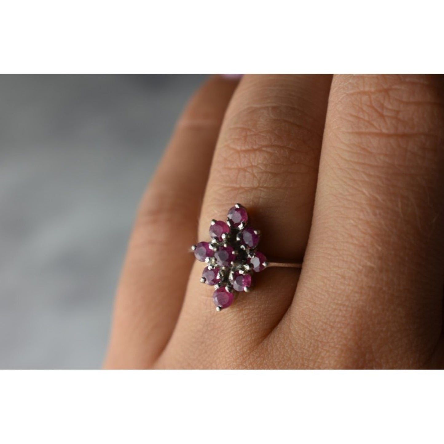 925 STERLING SILVER PINK TOPAZ "FLOWER" RING SIZE 6