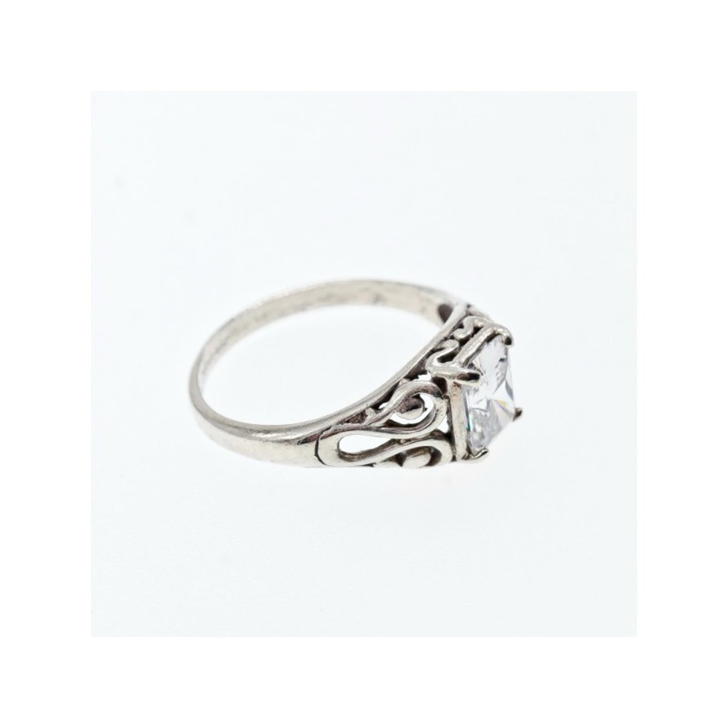 925 STERLING SILVER WHITE CZ OPENWORK RING SIZE 9.5