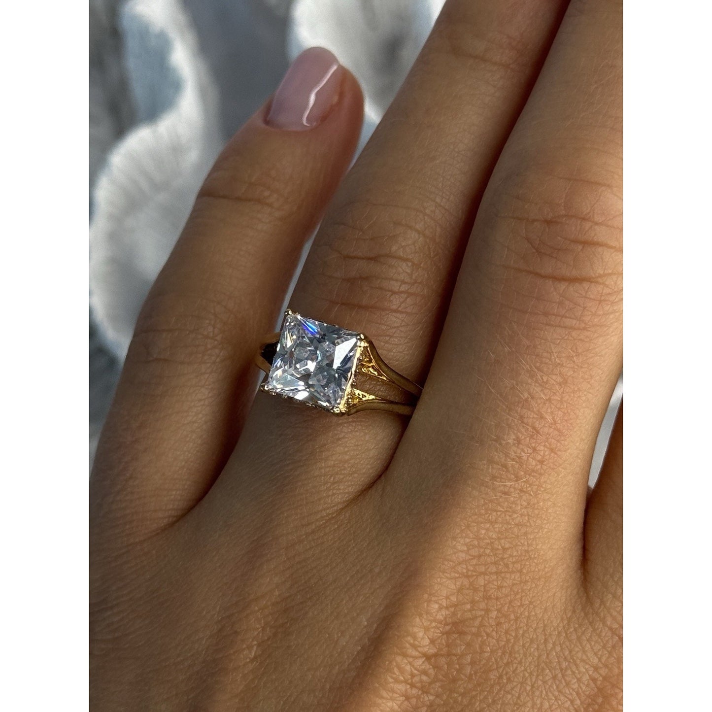 925 STERLING SILVER GOLD PLATED BGE CZ RING SIZE 7