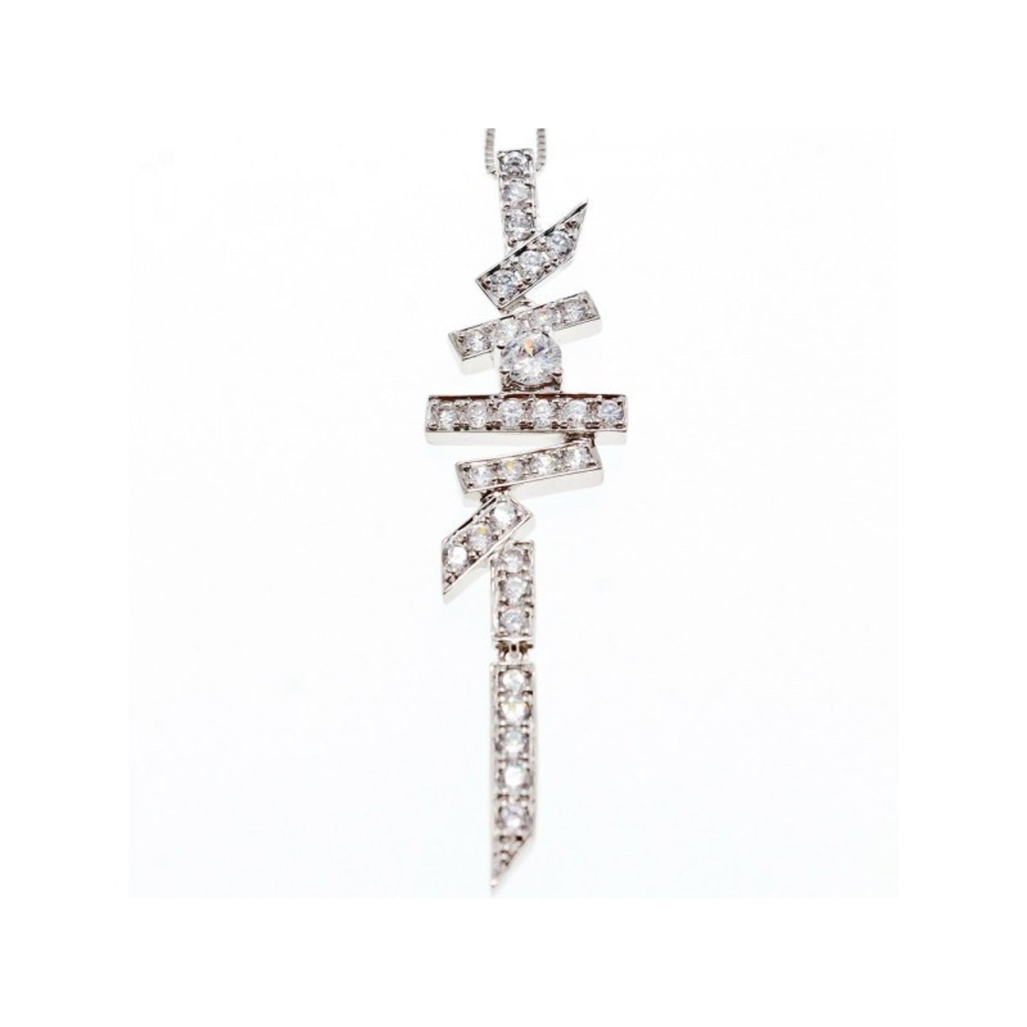 925 Sterling Silver CZ Chain with Pendant Italy