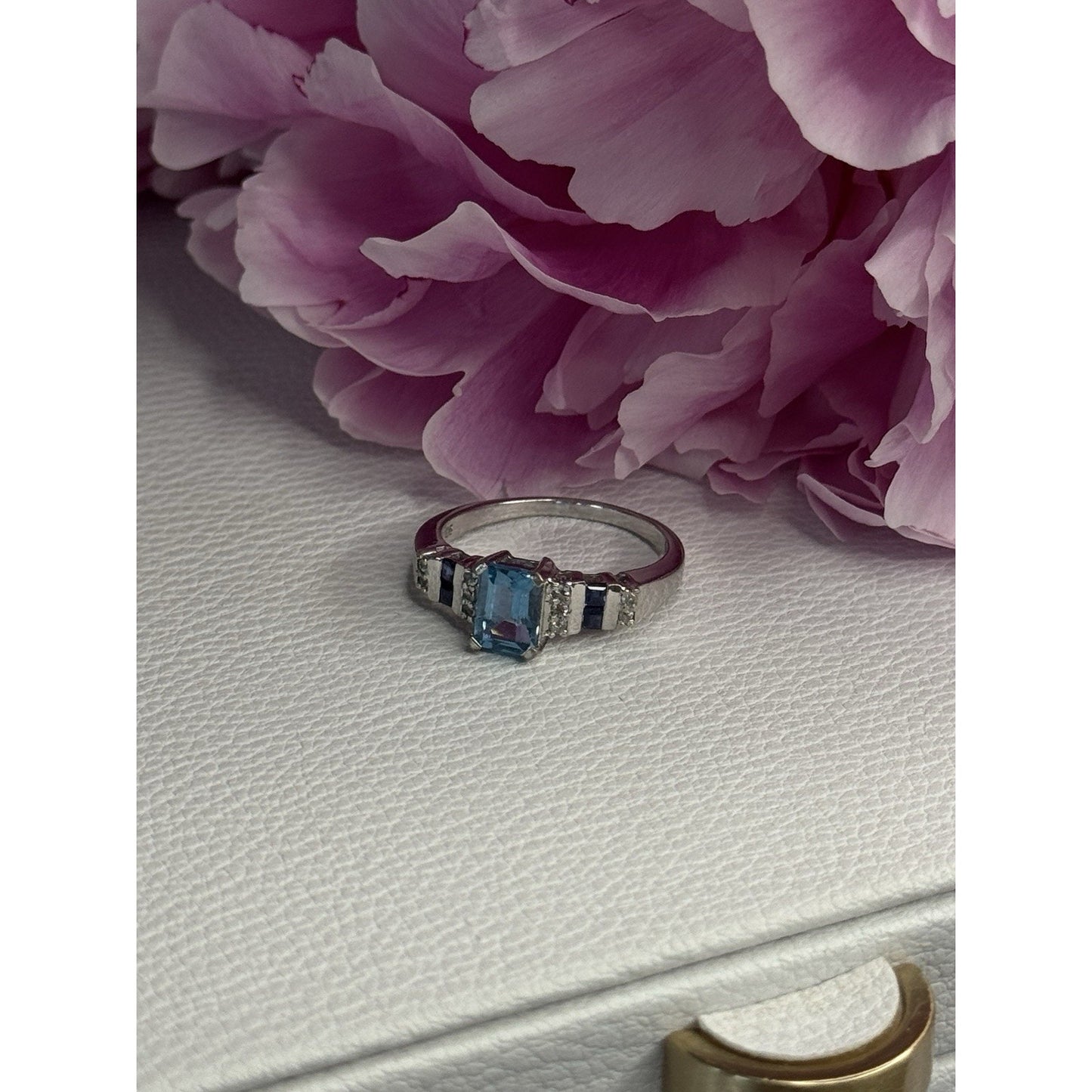 925 STERLING SILVER TOPAZ SAPPHIRE BERYL RING SIZE 8