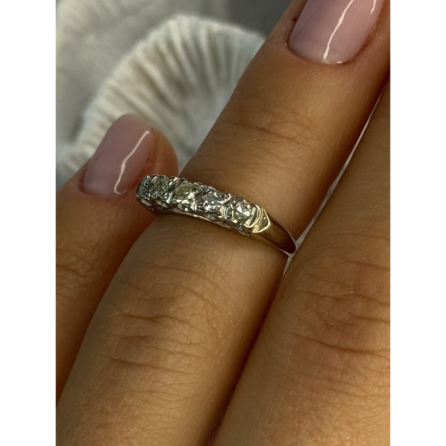 14 K Yellow Gold Diamonds Ring Size 3.5