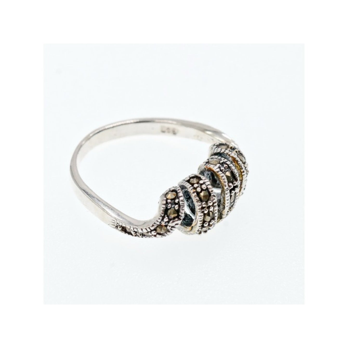 925 STERLING SILVER MARCASITES "SPIRAL" RING SIZE 9.5