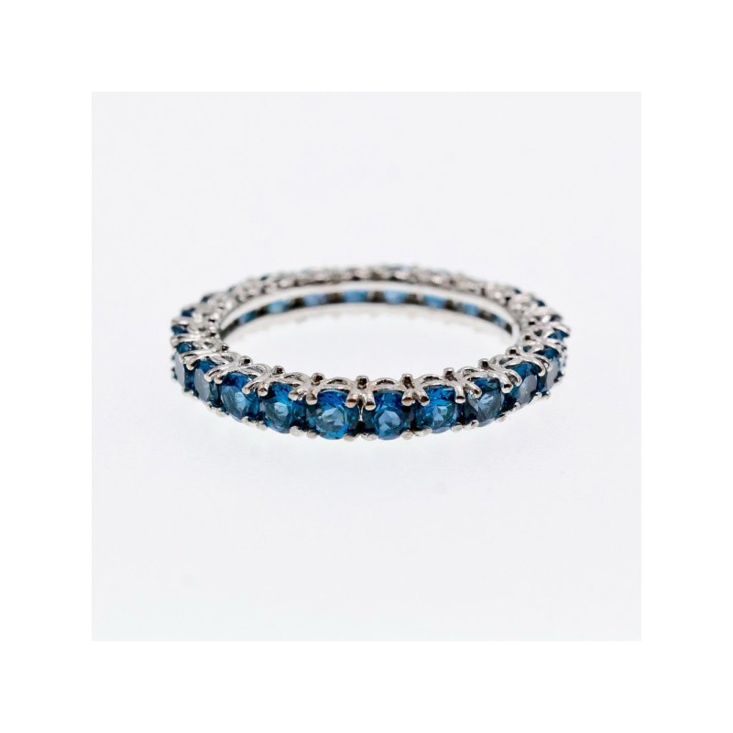 925 STERLING SILVER AQUAMARINES BAND RING SIZE 10.5