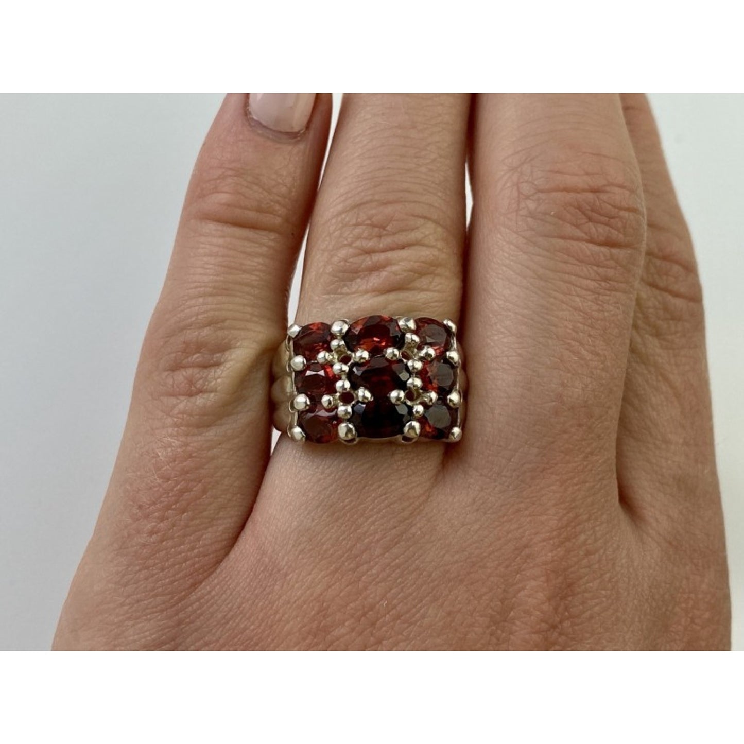 925 STERLING SILVER ALMANDINE RING SIZE 8