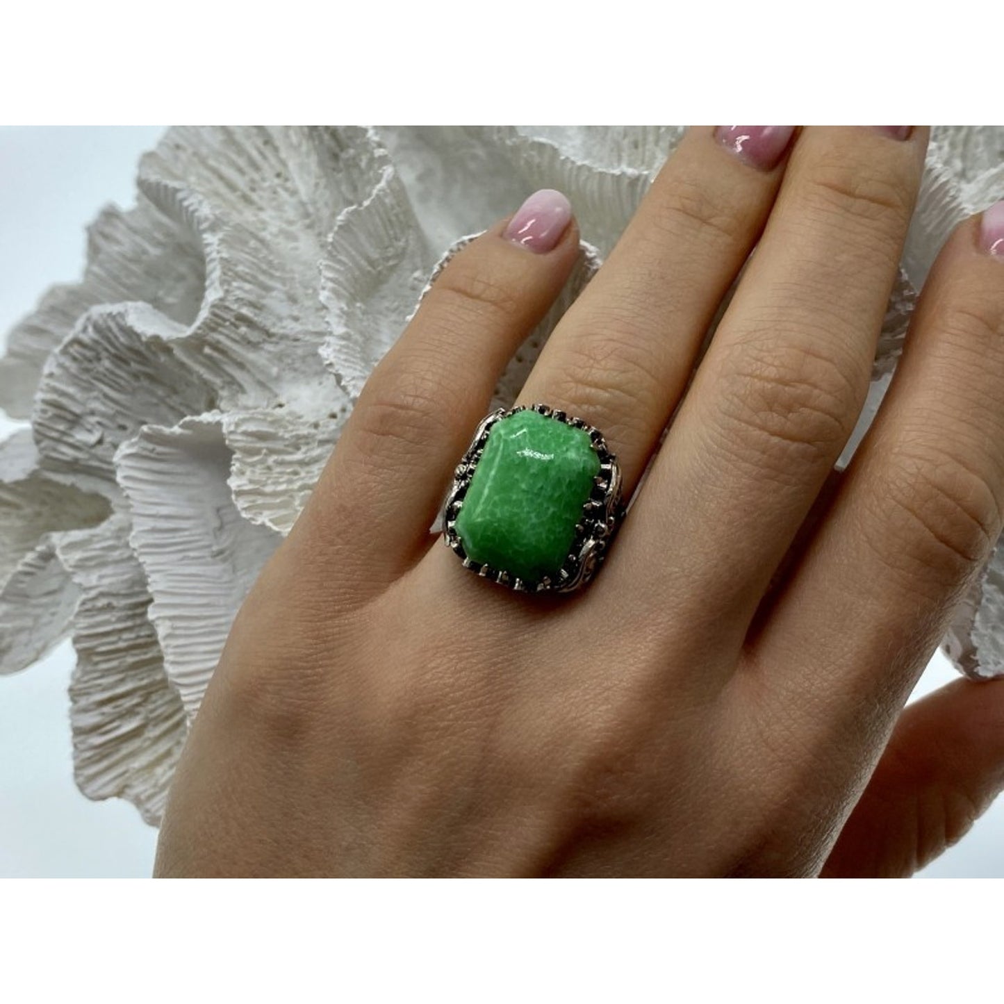 VINTAGE 925 STERLING SILVER JASPER RING SIZE 7