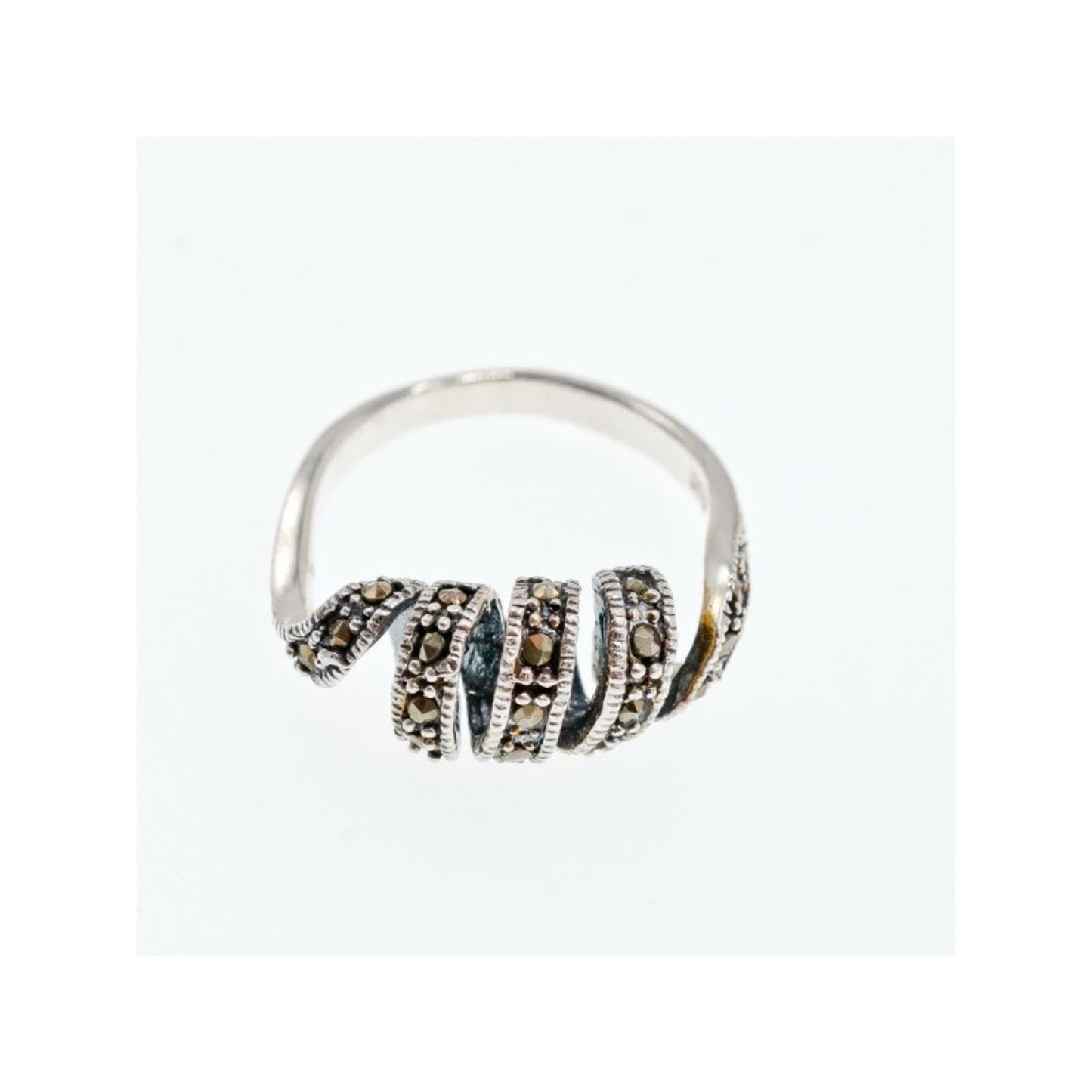 925 STERLING SILVER MARCASITES "SPIRAL" RING SIZE 9.5