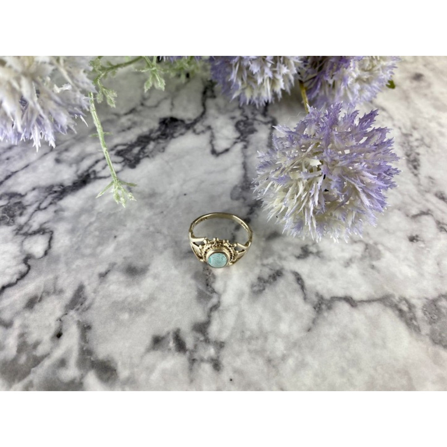 925 STERLING SILVER TURQUOISE RING SIZE 9.5