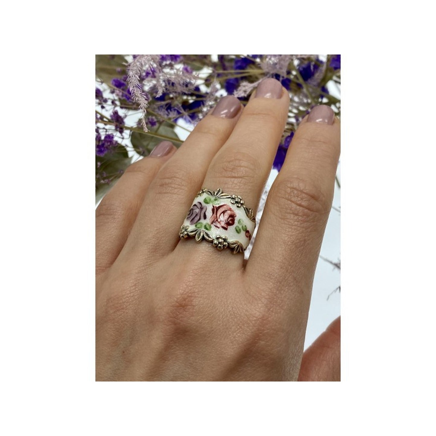 VINTAGE 925 STERLING SILVER ENAMEL RING SIZE 8