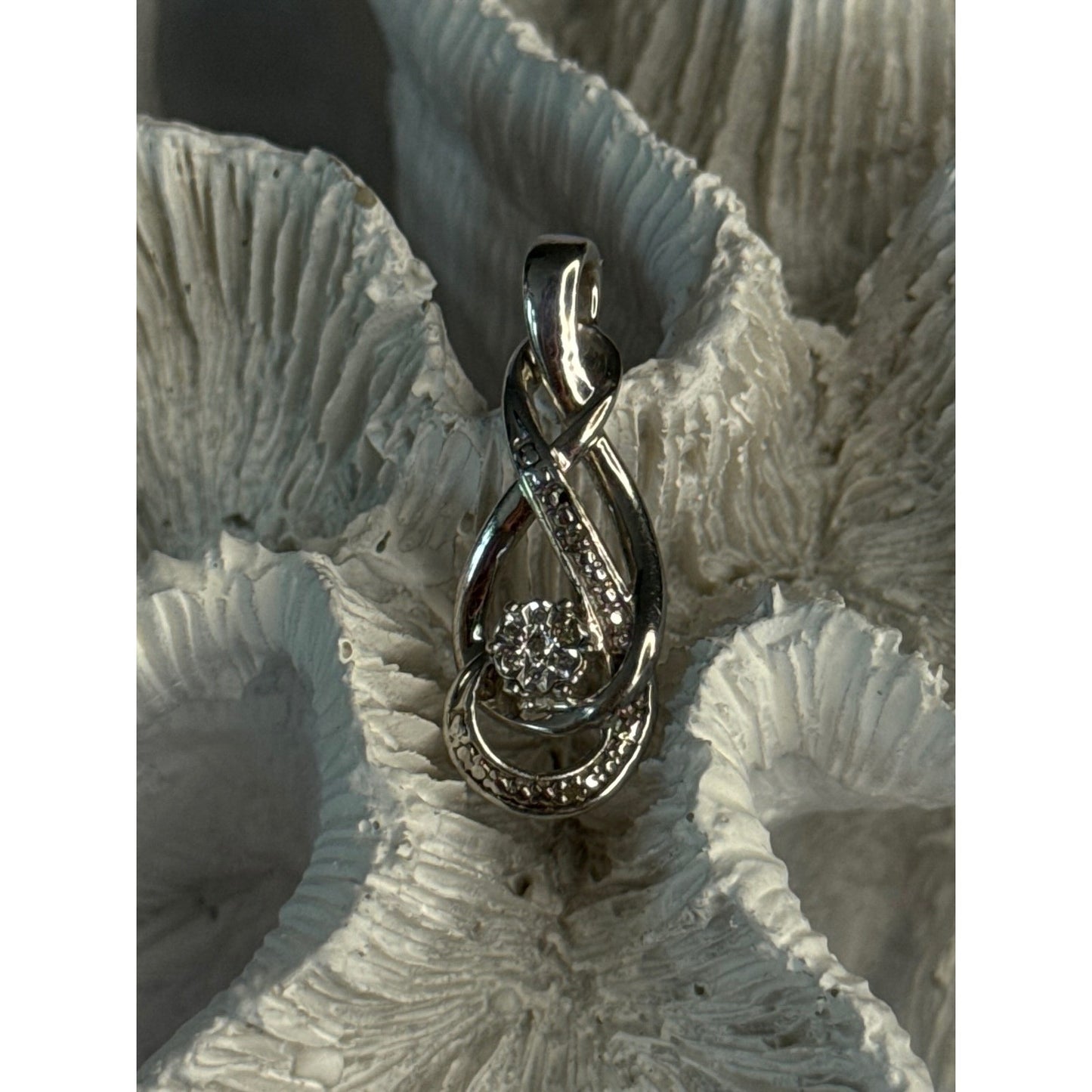 ELEGANT 925 STERLING SILVER DIAMONDS PENDANT LENGTH 1.10 INCH