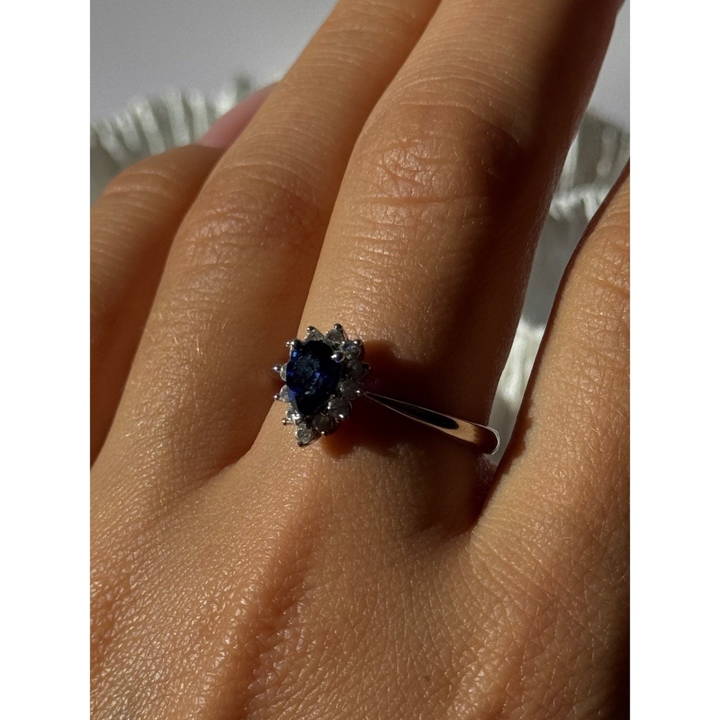 925 Sterling Silver Sapphire & Beryl Ring Size 9