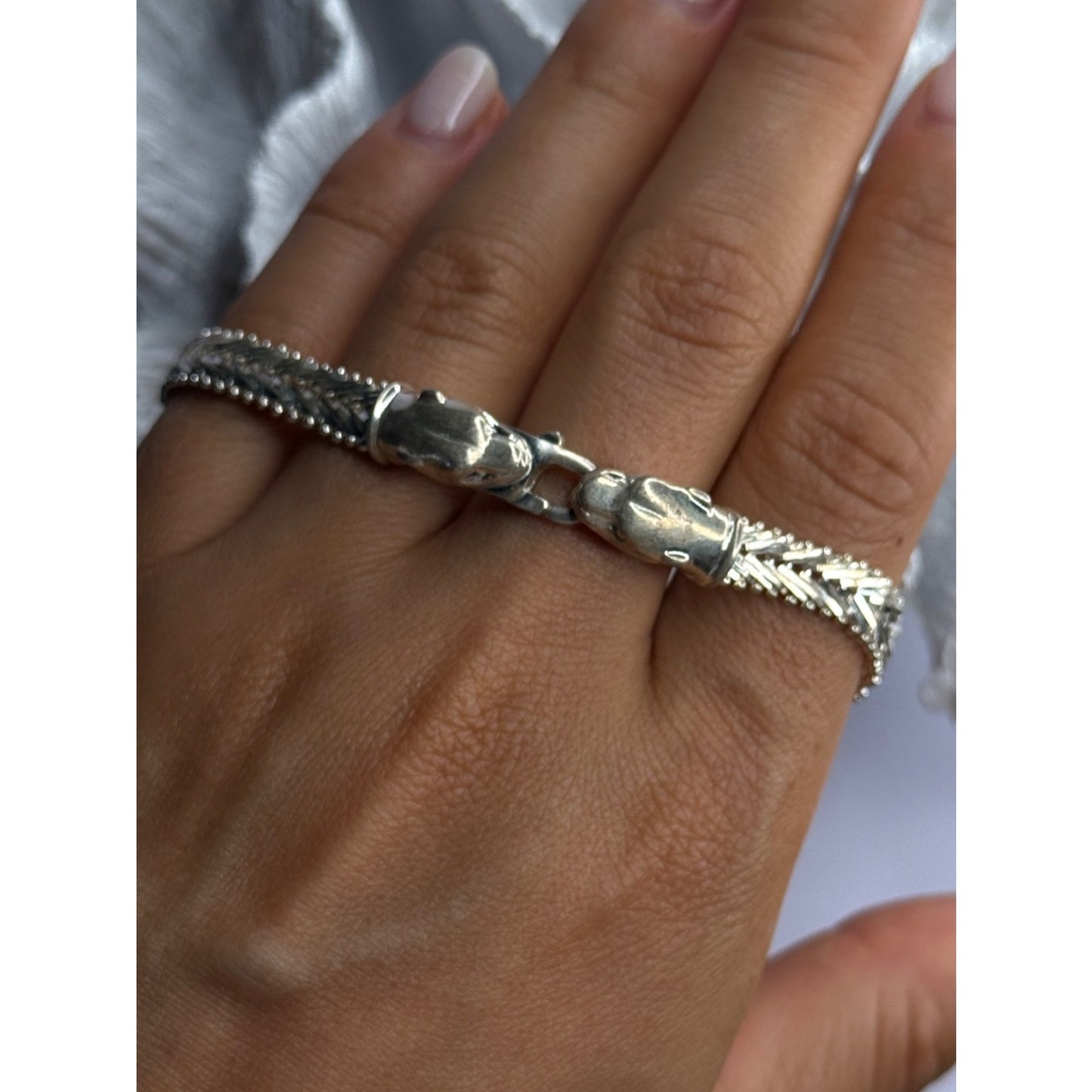 ITALY MILOR 925 STERLING SILVER PANTHER BRACELET LENGHT 8