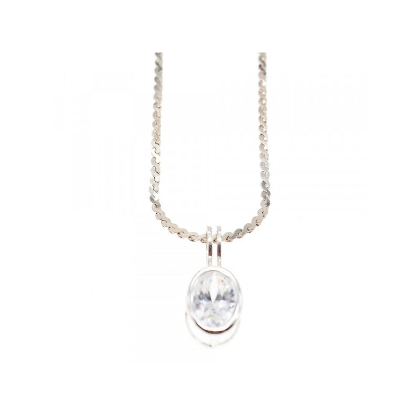 925 Sterling Silver CZ Chain with Pendant 925 Italy