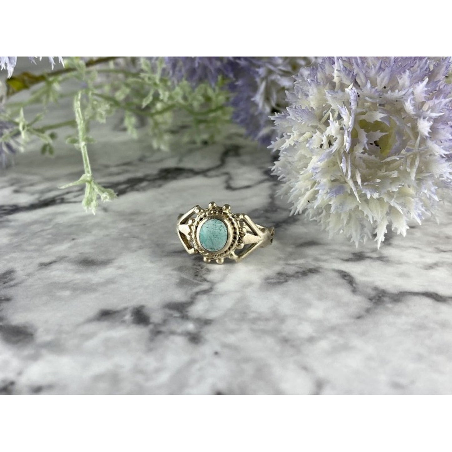 925 STERLING SILVER TURQUOISE RING SIZE 9.5
