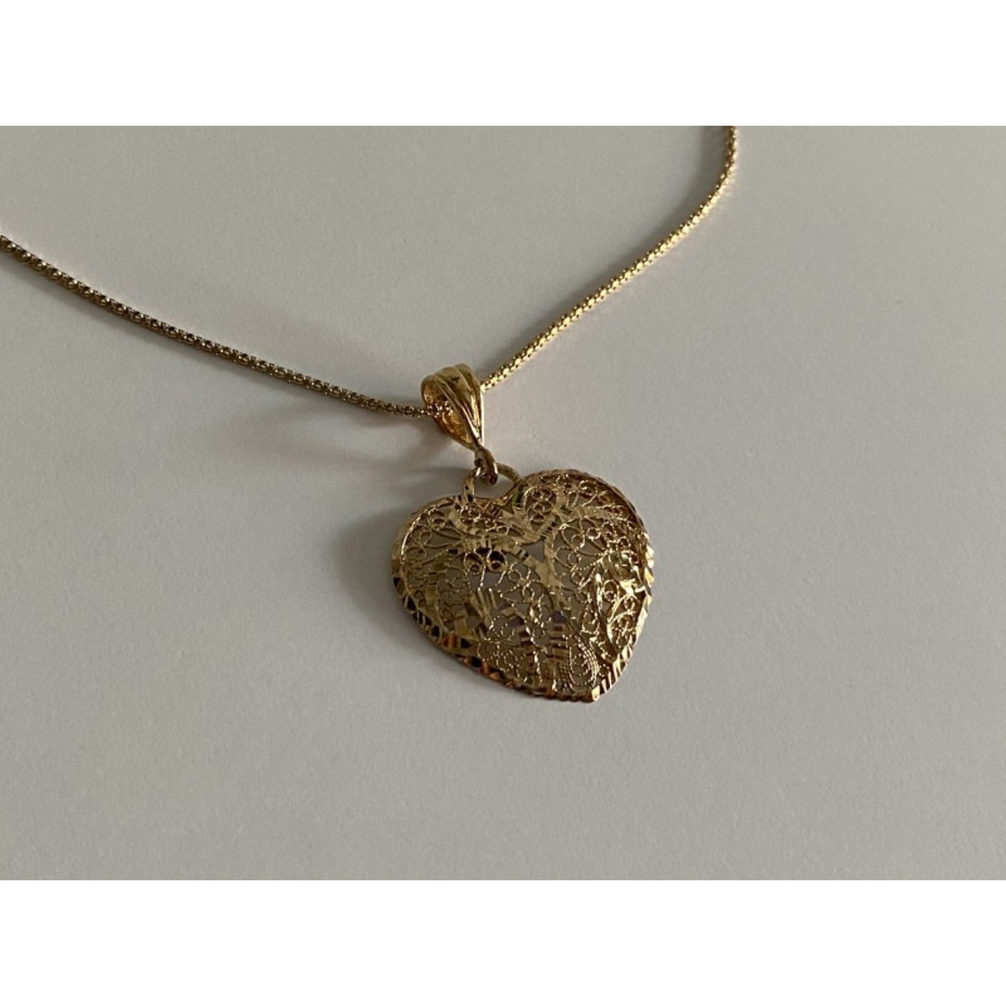 925 Sterling Silver Gold Plated "Openwork Heart" Chain with Pendant