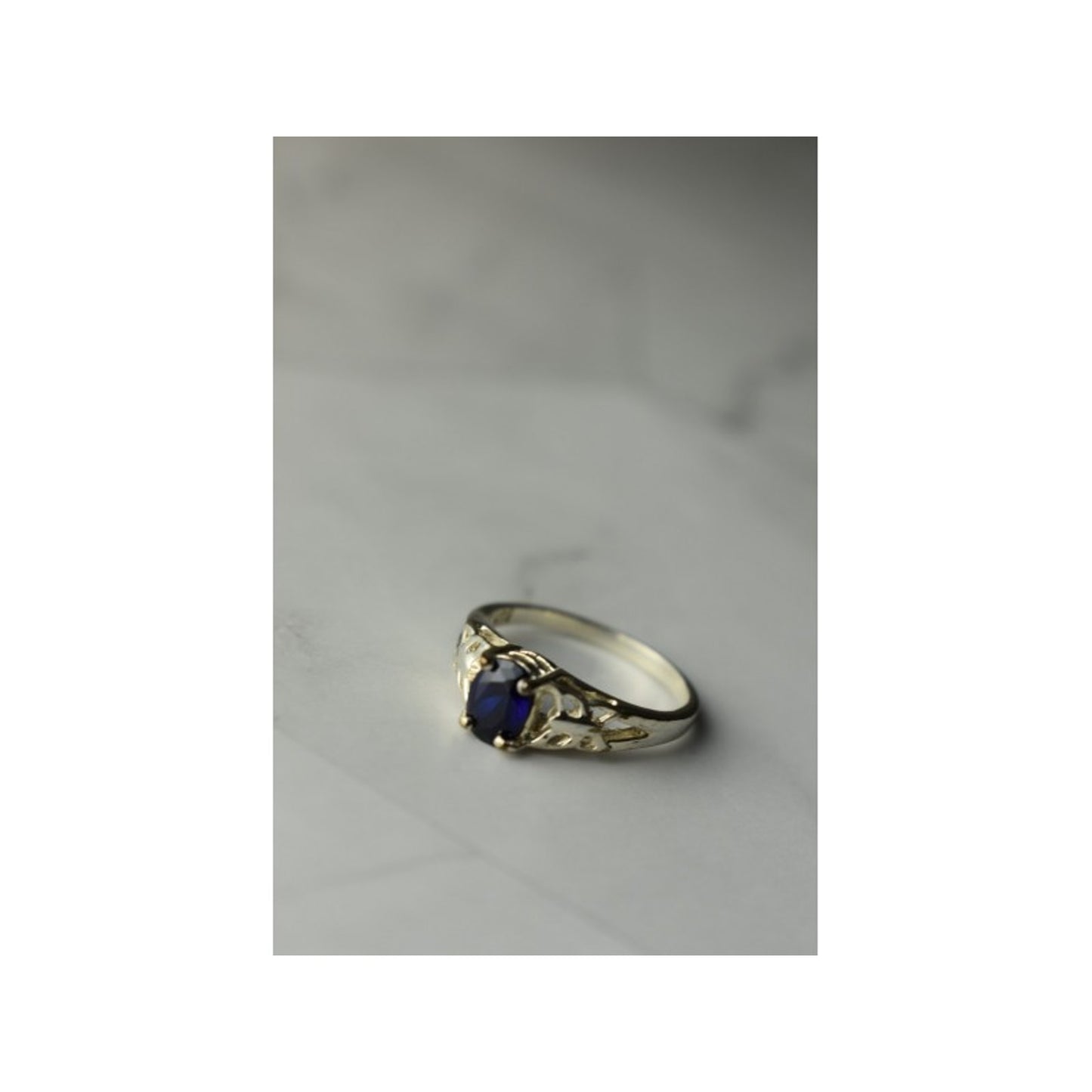 925 STERLING SILVER DARK BLUE SAPPHIRE RING SIZE 6.5