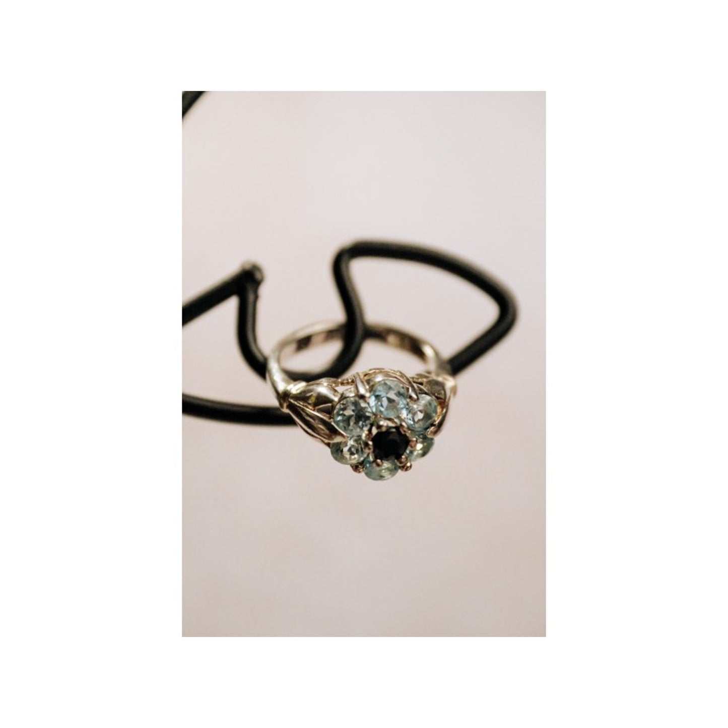 925 STERLING SILVER TOPAZ & BLACK ONYX RING SIZE 7