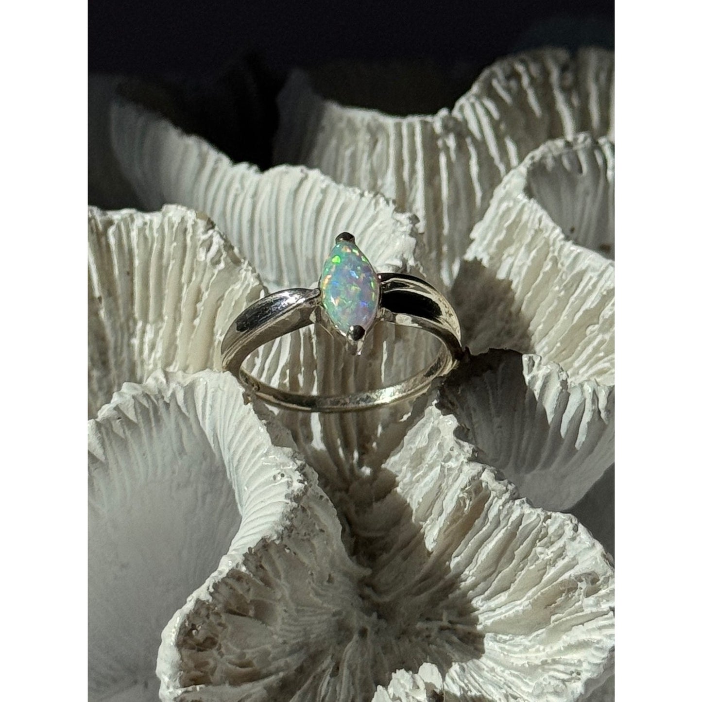 925 Sterling Silver Opal Ring Size 9