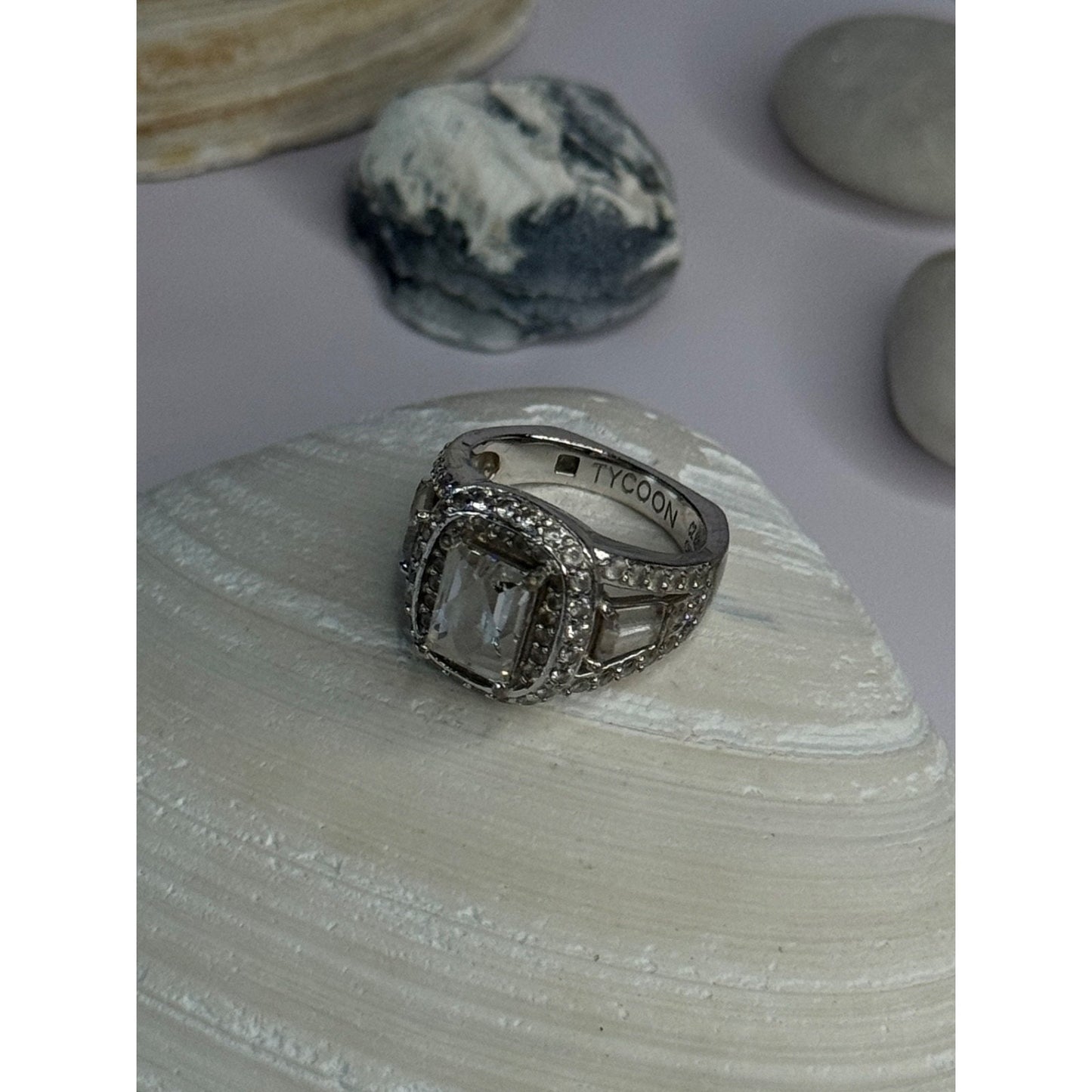 Tycoon 925 Sterling Silver Cz Ring Size 5