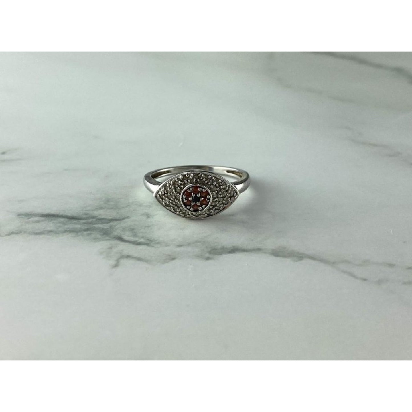 925 STERLING SILVER RED SPINEL, TANZANITE & GOSHENITE RING SIZE 8.5