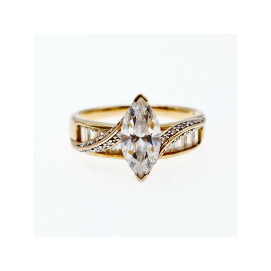 925 STERLING SILVER GOLD PLATED CZ RING SIZE 10.5