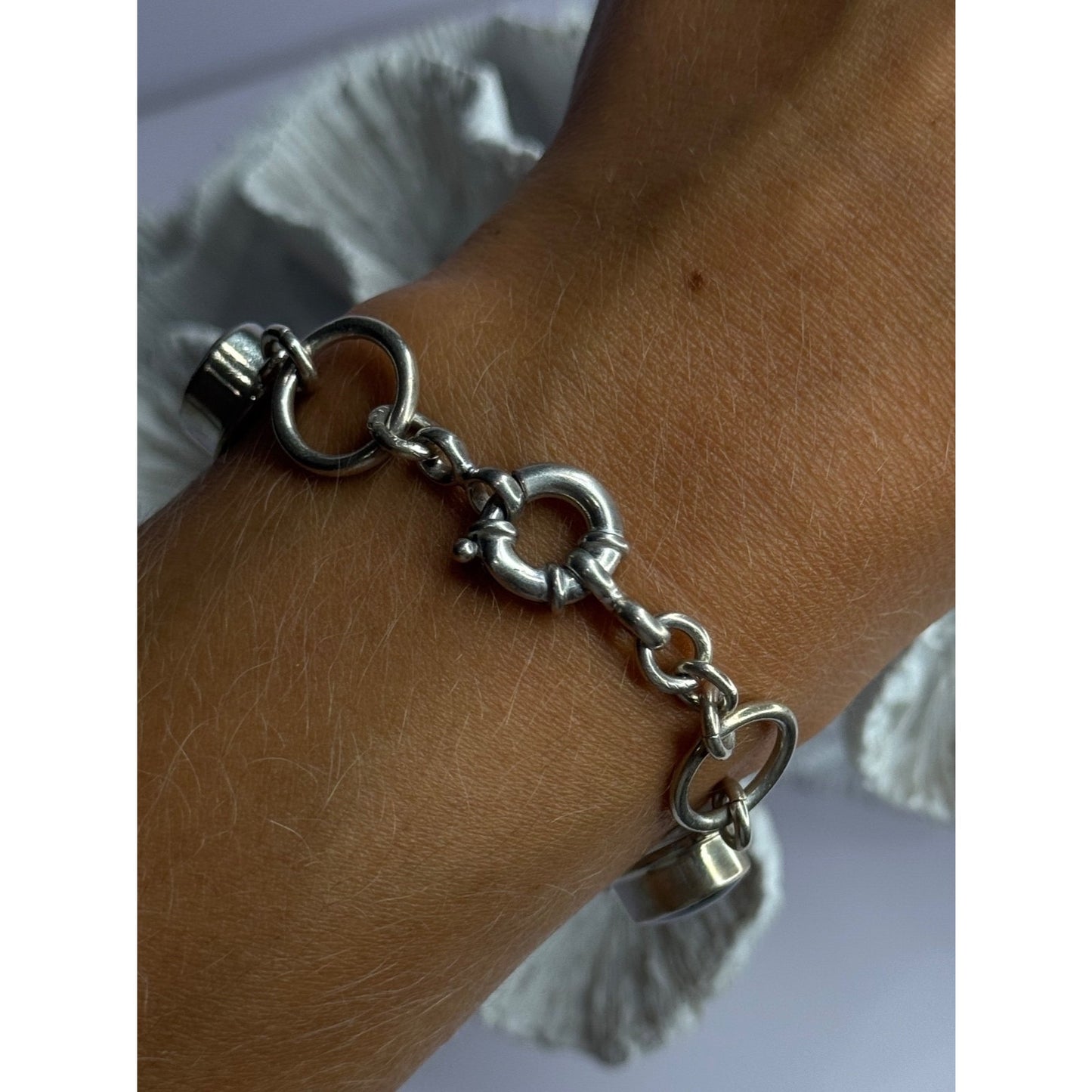 VINTAGE 925 STERLING SILVER ONYX BRACELET LENGTH 7