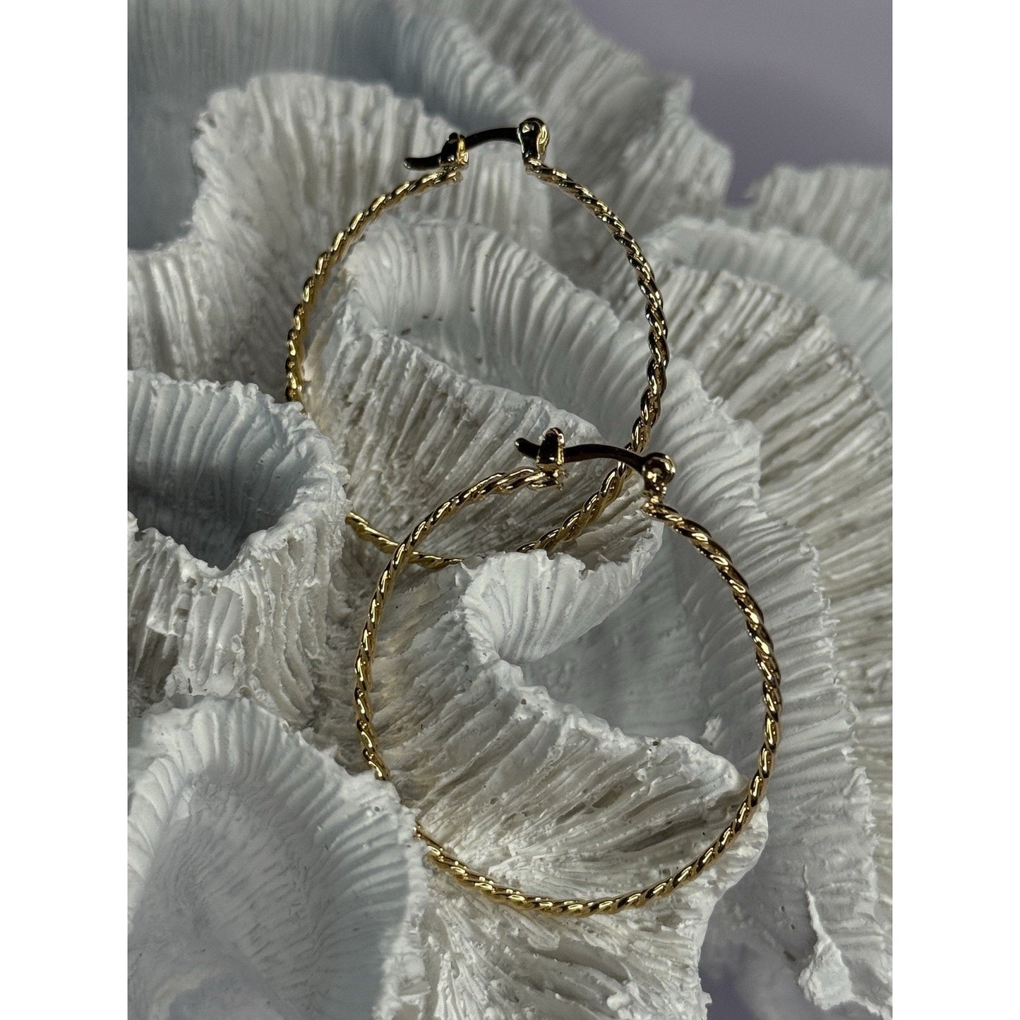 ELEGANT HOOP GOLD PLATED EARRINGS LENGTH 1.50 INCH