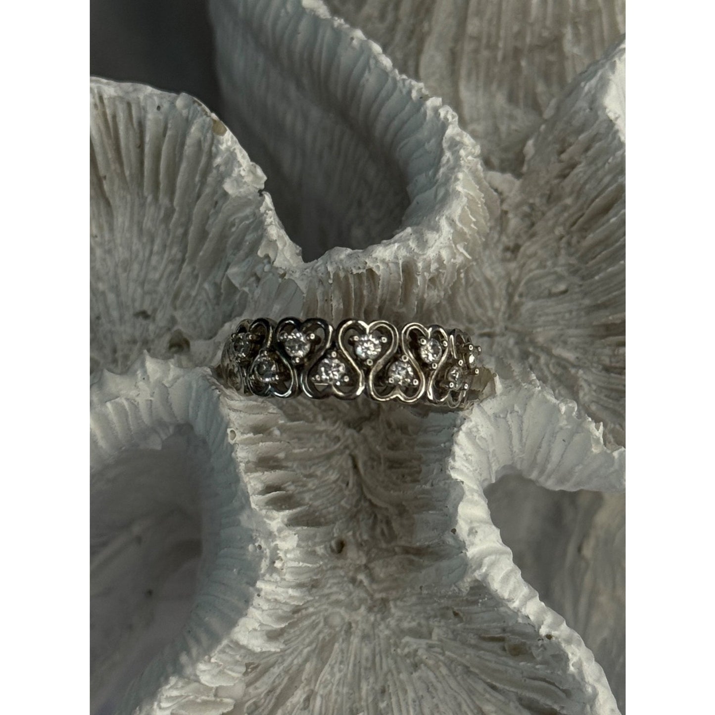 BBJ 925 STERLING SILVER WHITE TOPAZ HEART RING SIZE 7