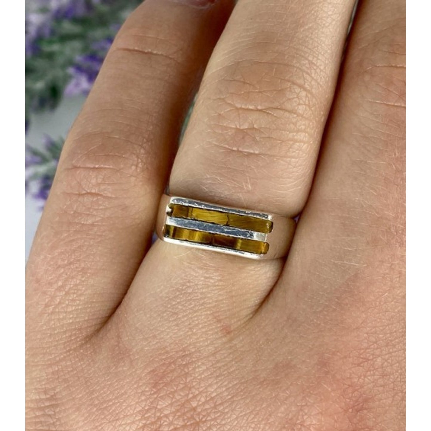 925 STERLING SILVER JASPER SIGNET RING SIZE 6.5