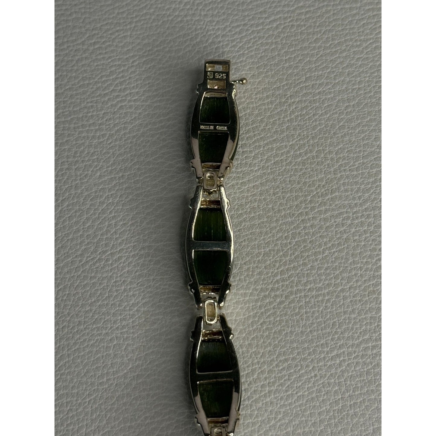 925 STERLING SILVER GREEN NEPHRITE BRACELET LENGTH 7.5
