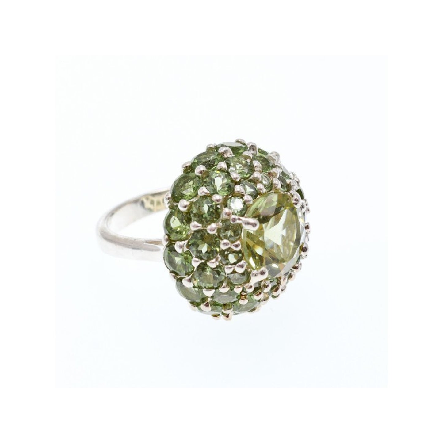 925 STERLING SILVER PERIDOT "SUMMER FLOWER" RING SIZE 7