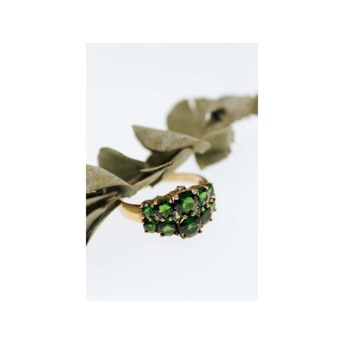 925 STERLING SILVER GOLD PLATED CHRYSOLITES RING SIZE 11.5