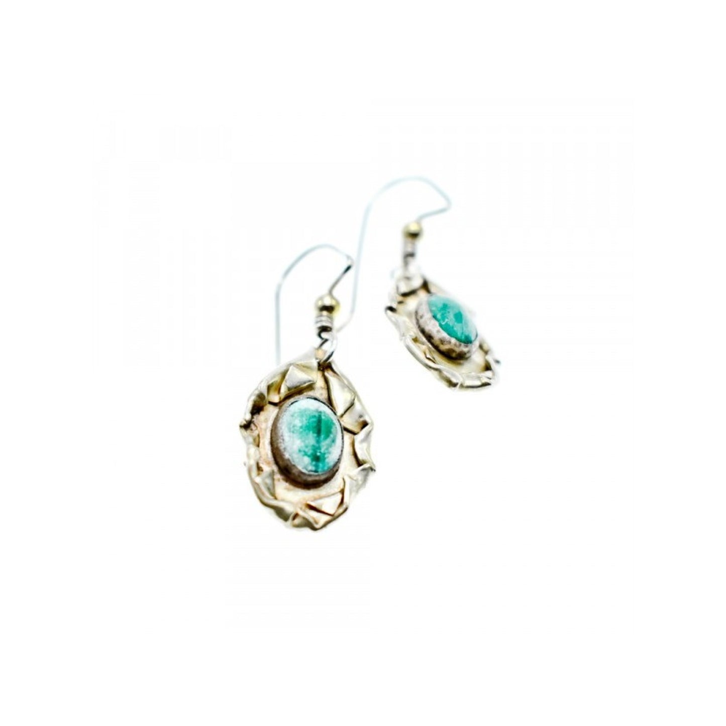 Vintage 925 Sterling Silver Malachite Earrings