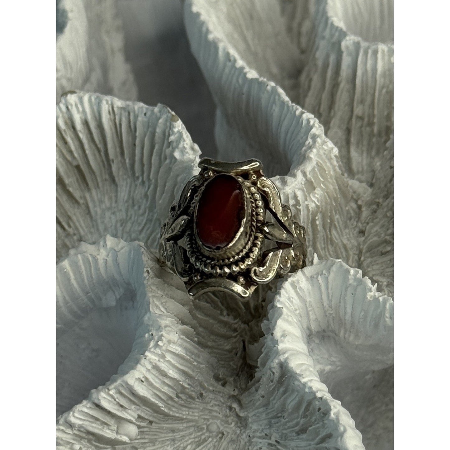 VINTAGE 925 STERLING SILVER AGATE RING SIZE 6