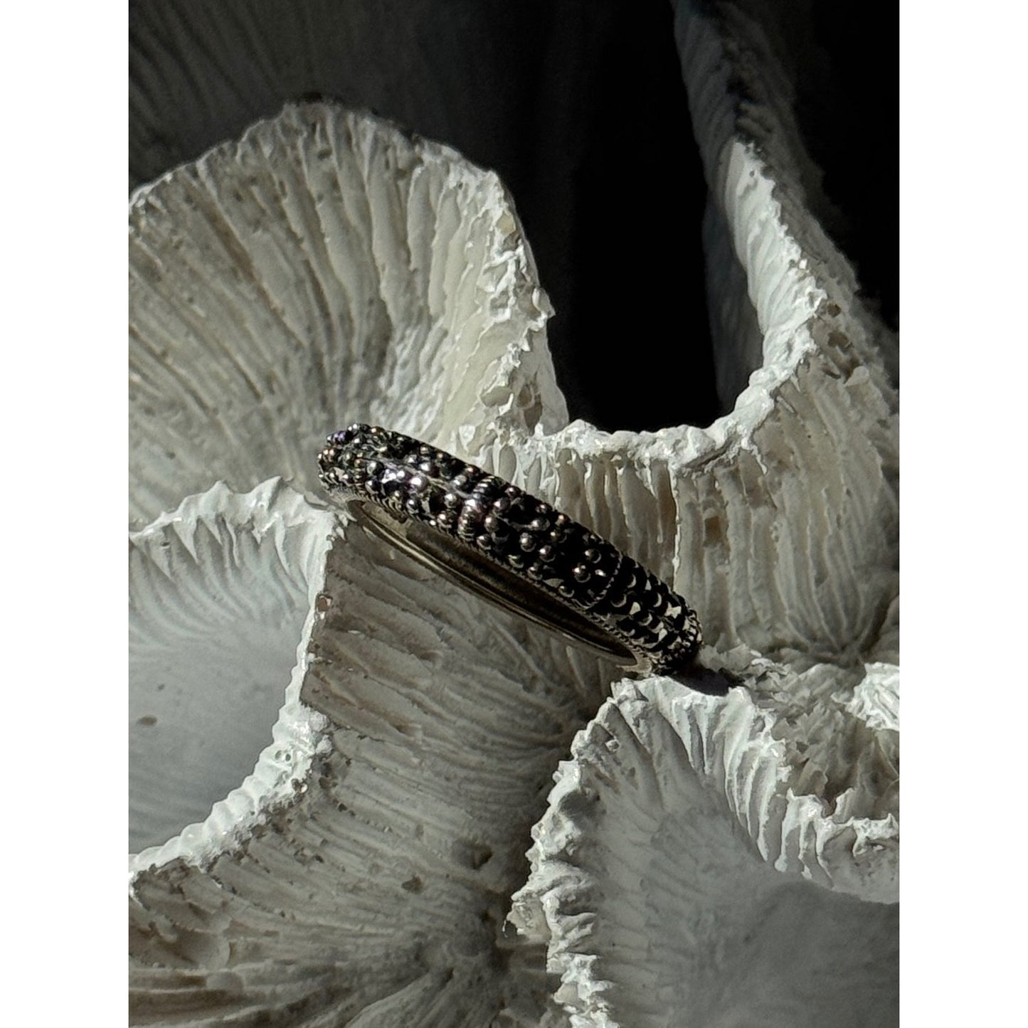 925 Sterling Silver Marcasite Band Ring Size 8