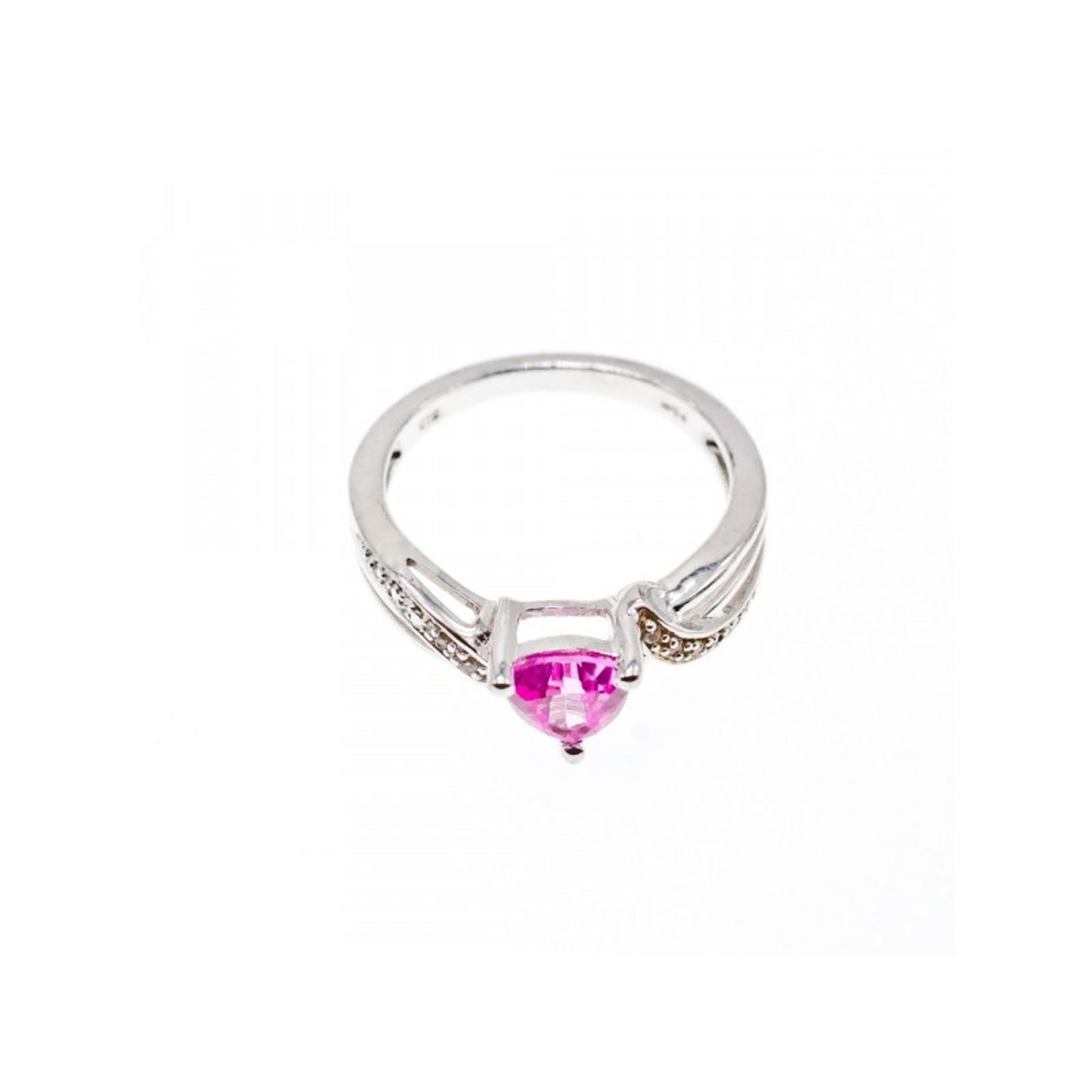 925 STERLING SILVER PINK SPINEL & CZ RING SIZE 7