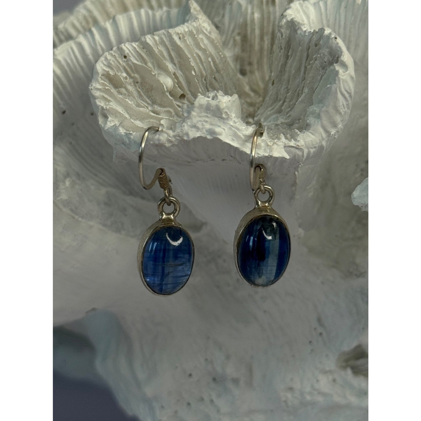 925 STERLING SILVER BLUE MOONSTONE EARRINGS LENGTH 1.30 INCH